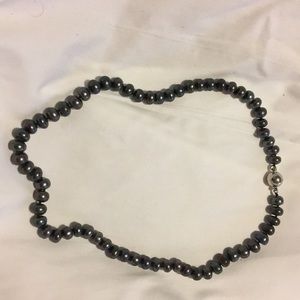 Genuine 14” Black iridescent pearl necklace